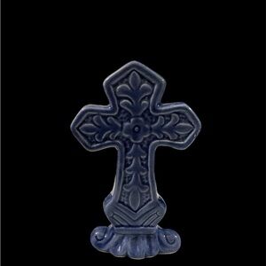 Blue Ceramic Cross Decor